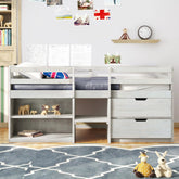 Bellemave® Twin Size Loft Bed with Two Shelves and Two drawers - Bellemave